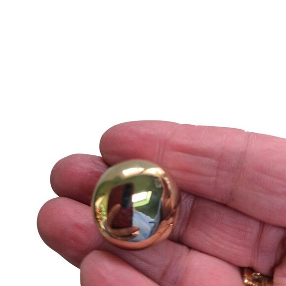 Vintage Goldtone Rounded Button Clip Earrings .5" - Picture 2 of 4